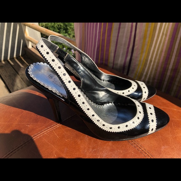 BCBG vintage style black/white heel size 7.5 - Picture 3 of 4